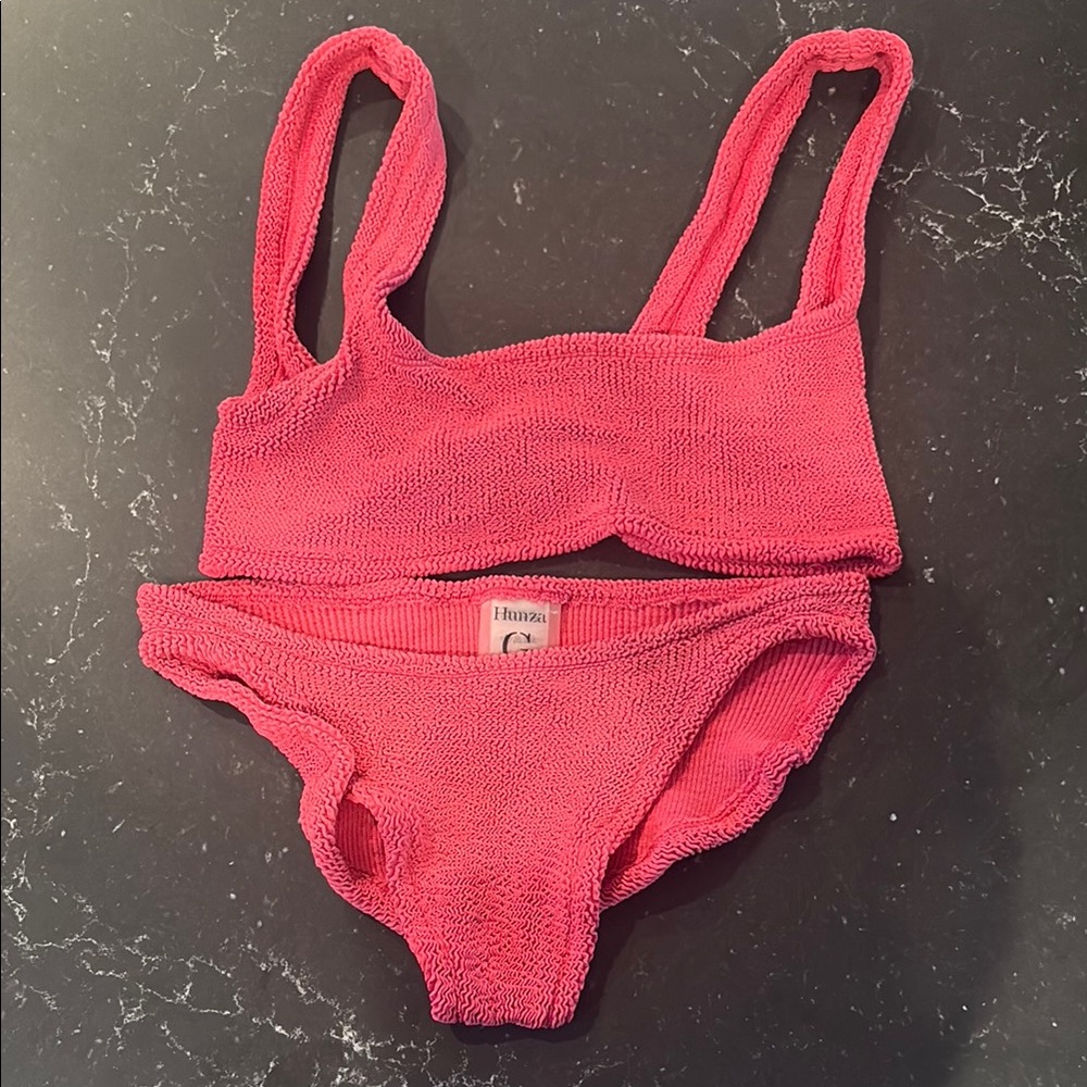 Hunza G Vibrant Pink Knit Swimwear